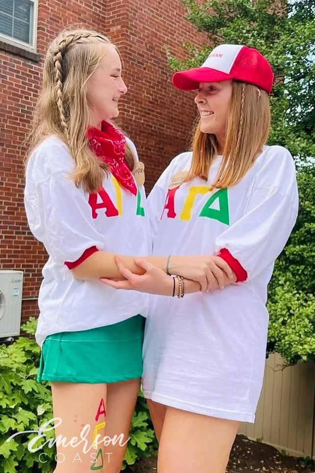 Alpha Gamma Delta Red Yellow Green Letters Oversized Jersey