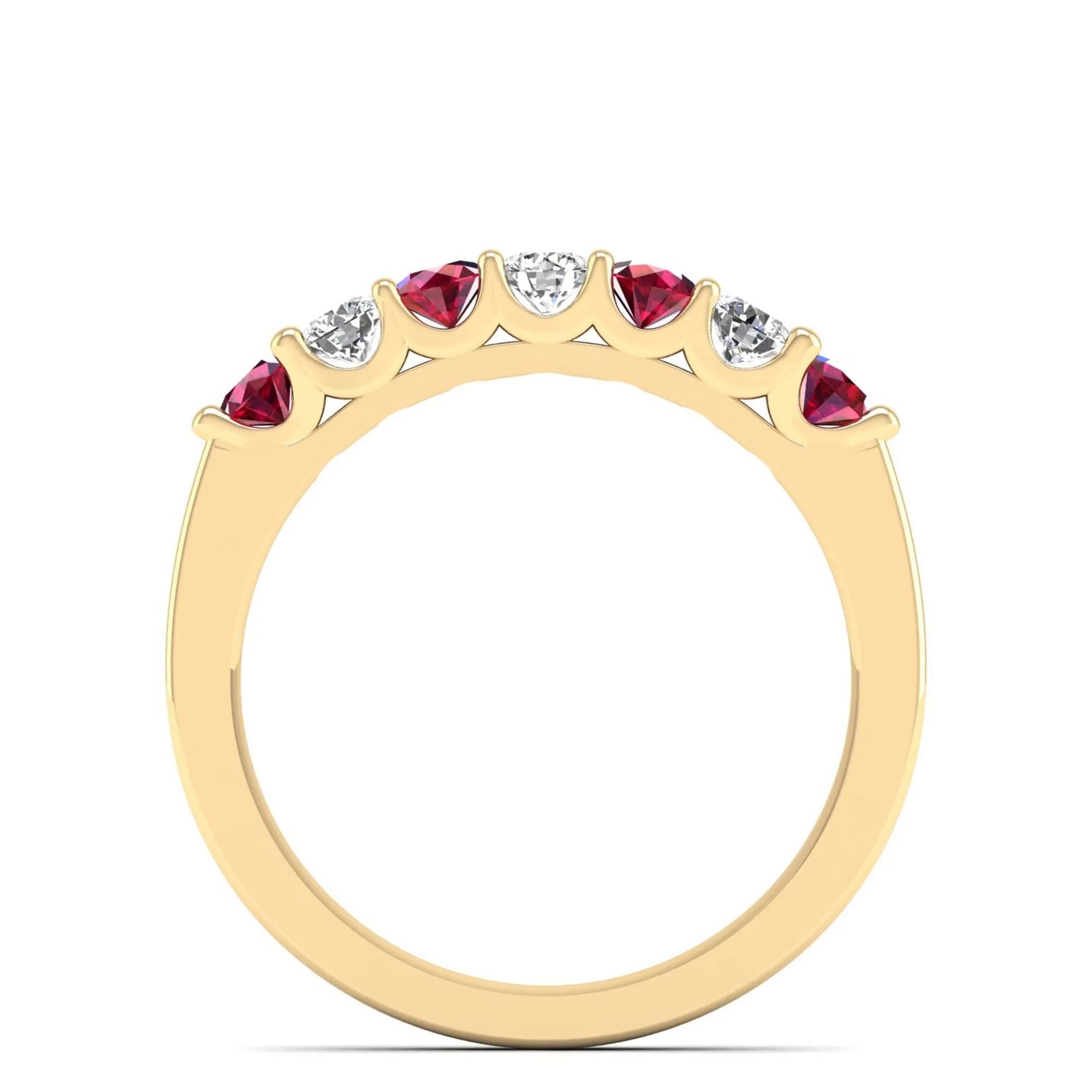 Alternating 7-Stone Ruby and Diamond Ring