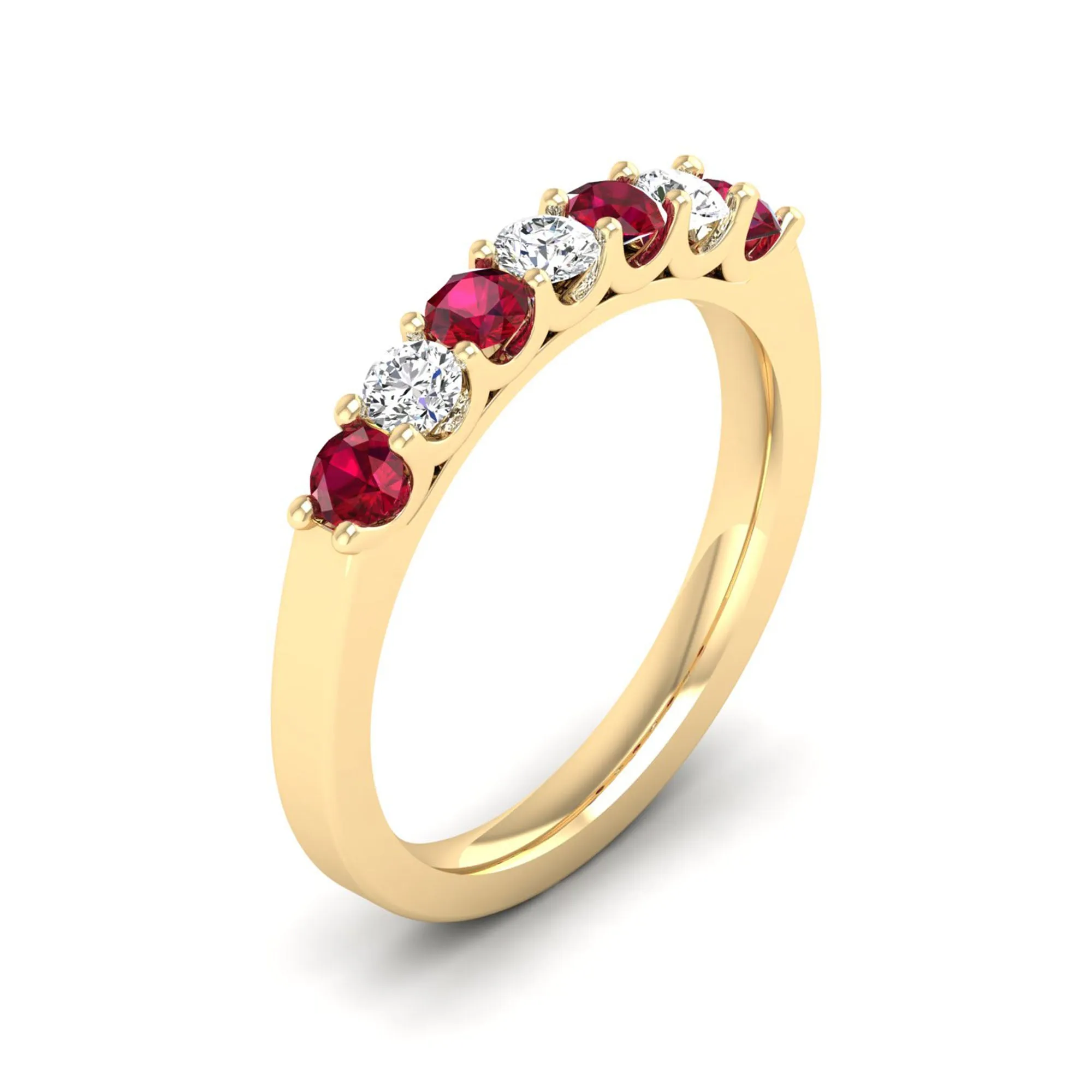 Alternating 7-Stone Ruby and Diamond Ring