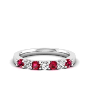 Alternating 7-Stone Ruby and Diamond Ring
