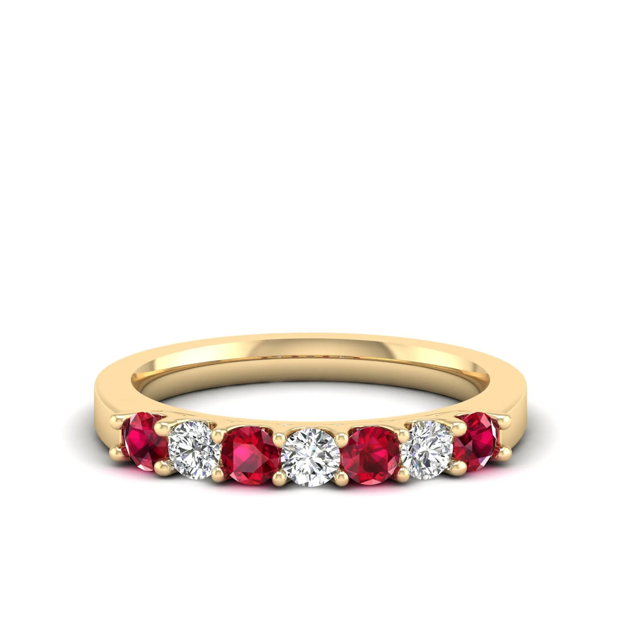 Alternating 7-Stone Ruby and Diamond Ring