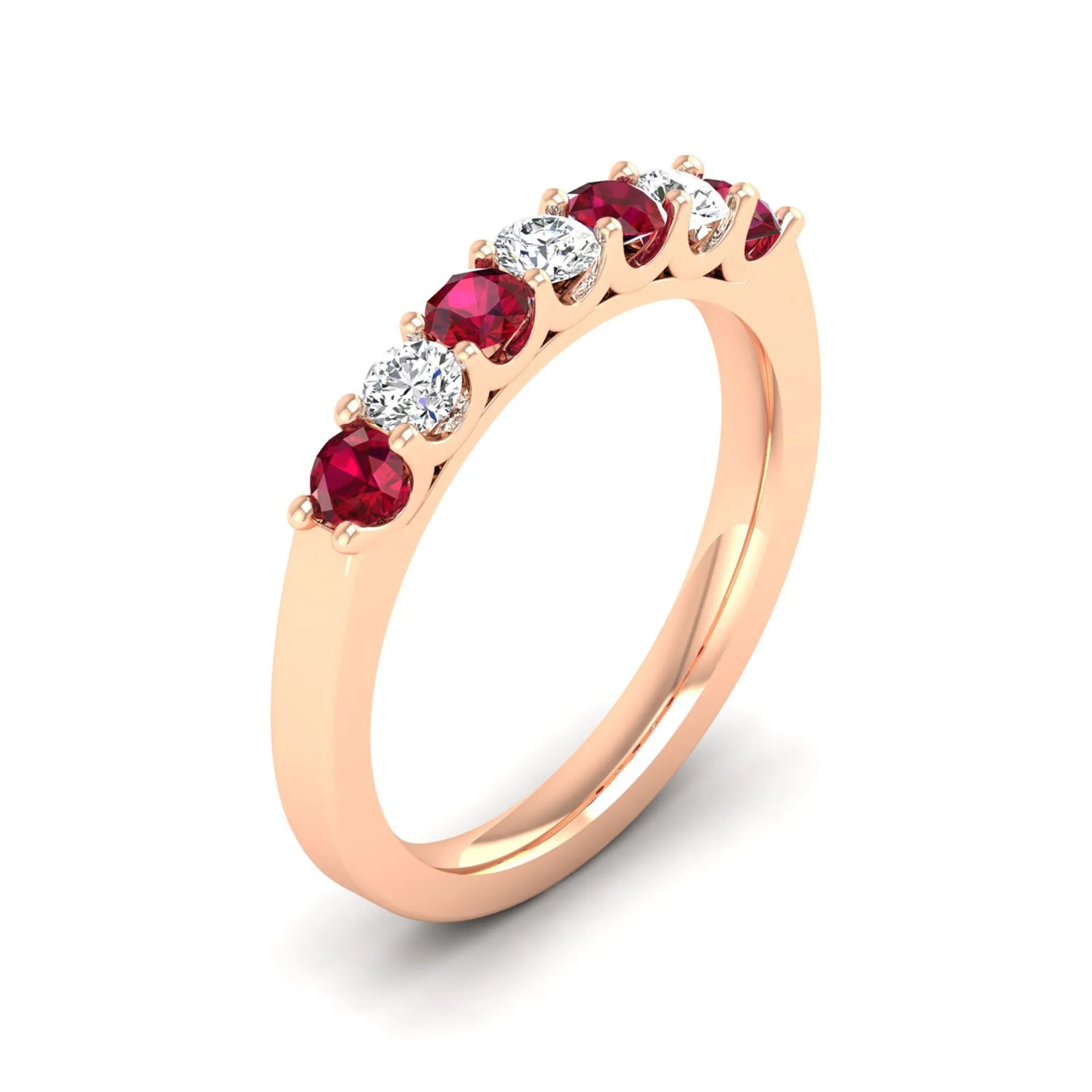Alternating 7-Stone Ruby and Diamond Ring
