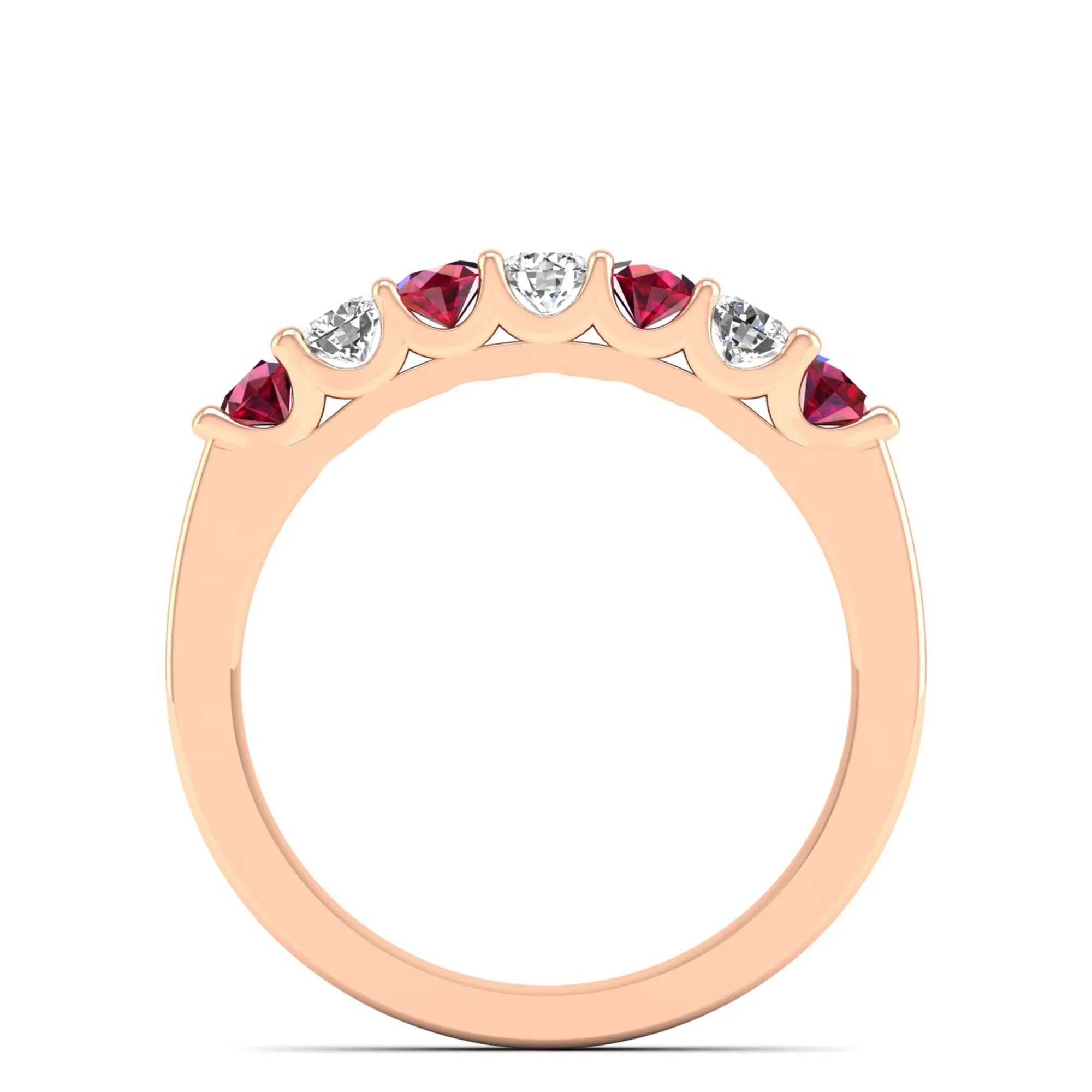 Alternating 7-Stone Ruby and Diamond Ring