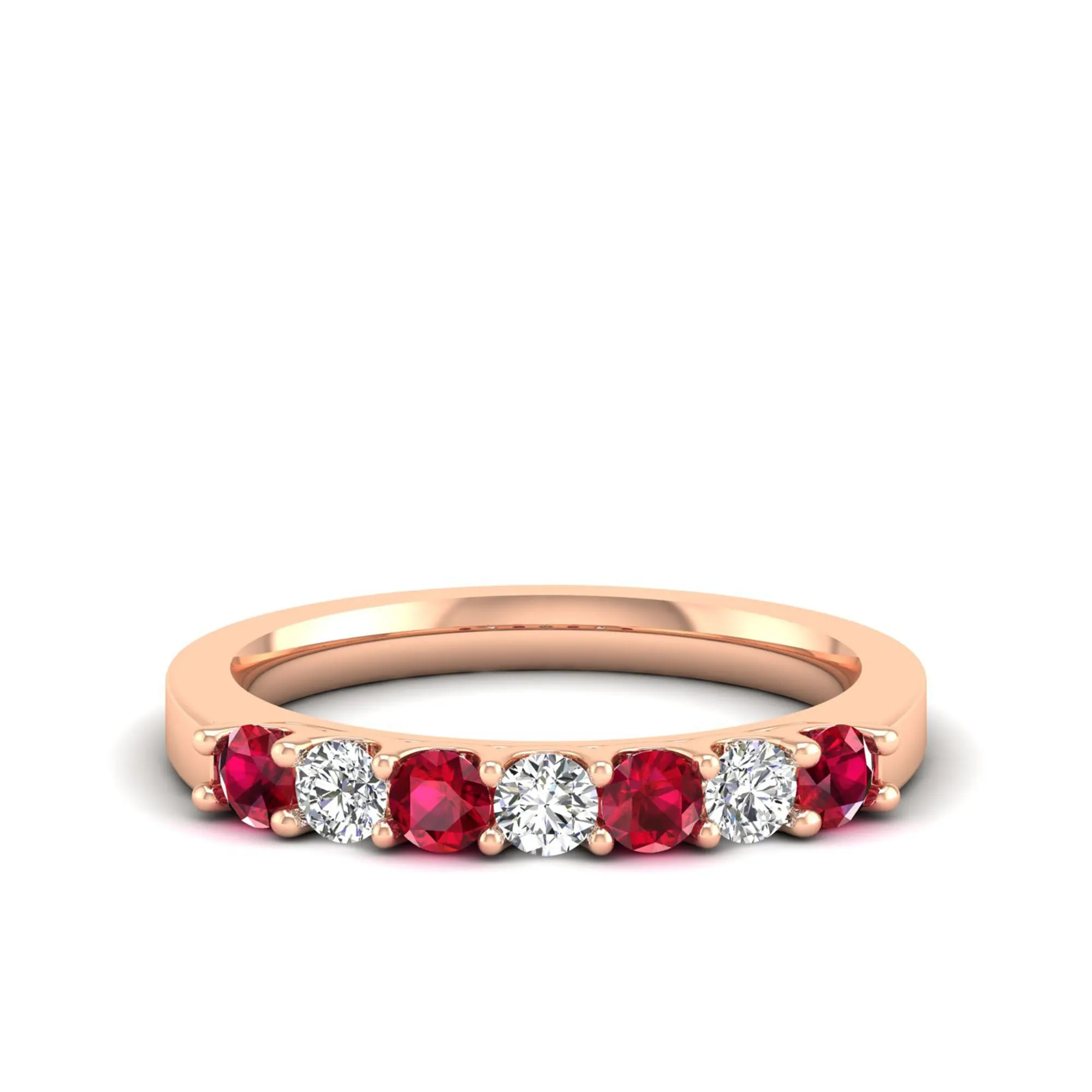 Alternating 7-Stone Ruby and Diamond Ring