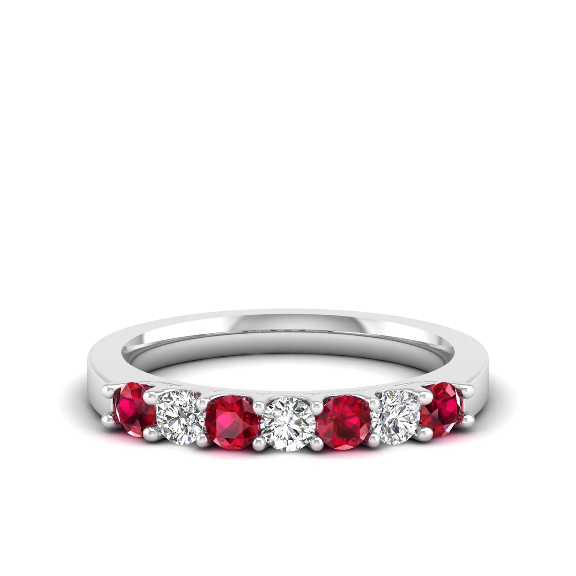 Alternating 7-Stone Ruby and Diamond Ring