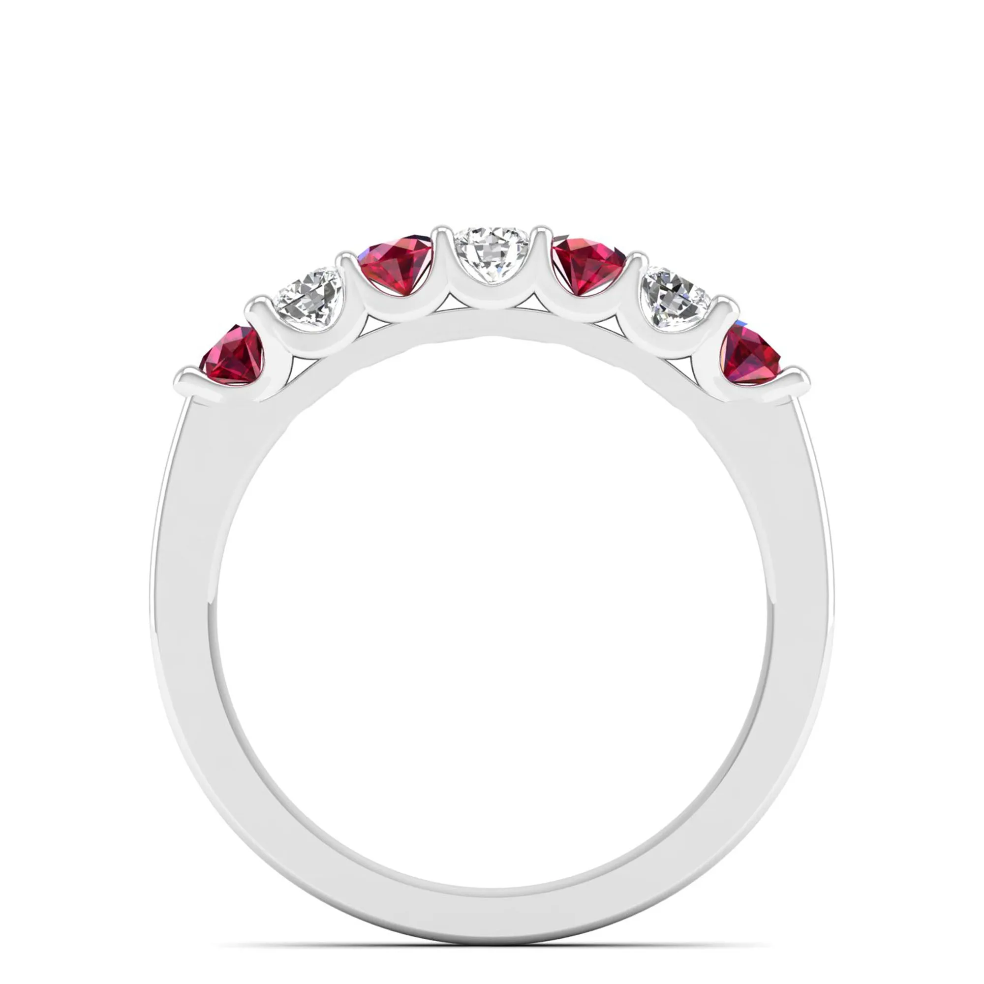 Alternating 7-Stone Ruby and Diamond Ring