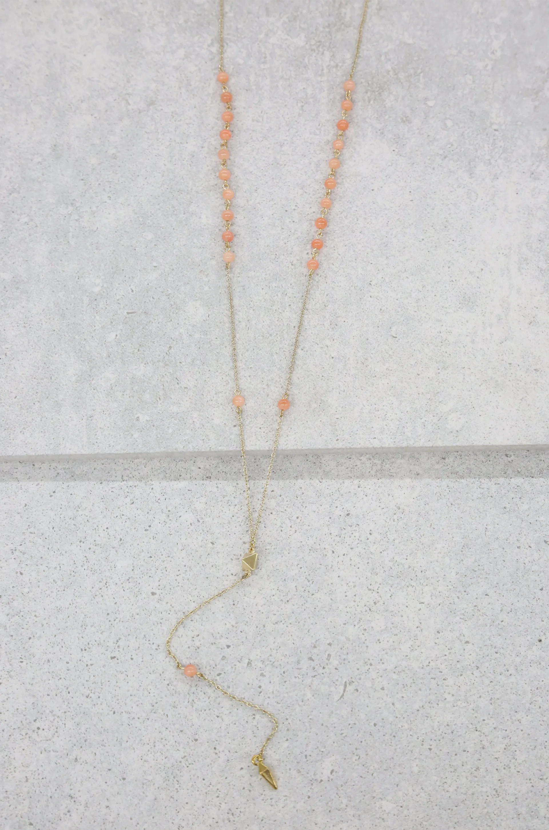 Angel Sigh Lariat in Coral and Gold