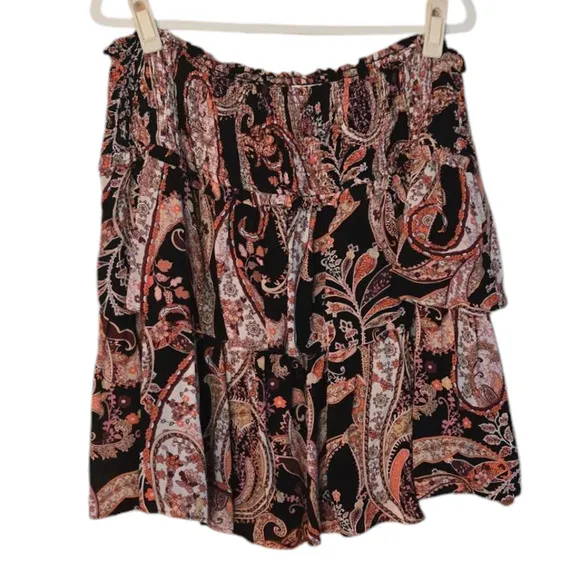 Anthropologie Myla Tiered Ruffled Mini Skirt Size XL