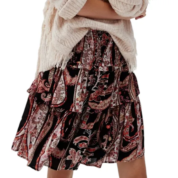 Anthropologie Myla Tiered Ruffled Mini Skirt Size XL