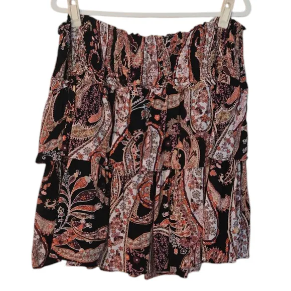 Anthropologie Myla Tiered Ruffled Mini Skirt Size XL