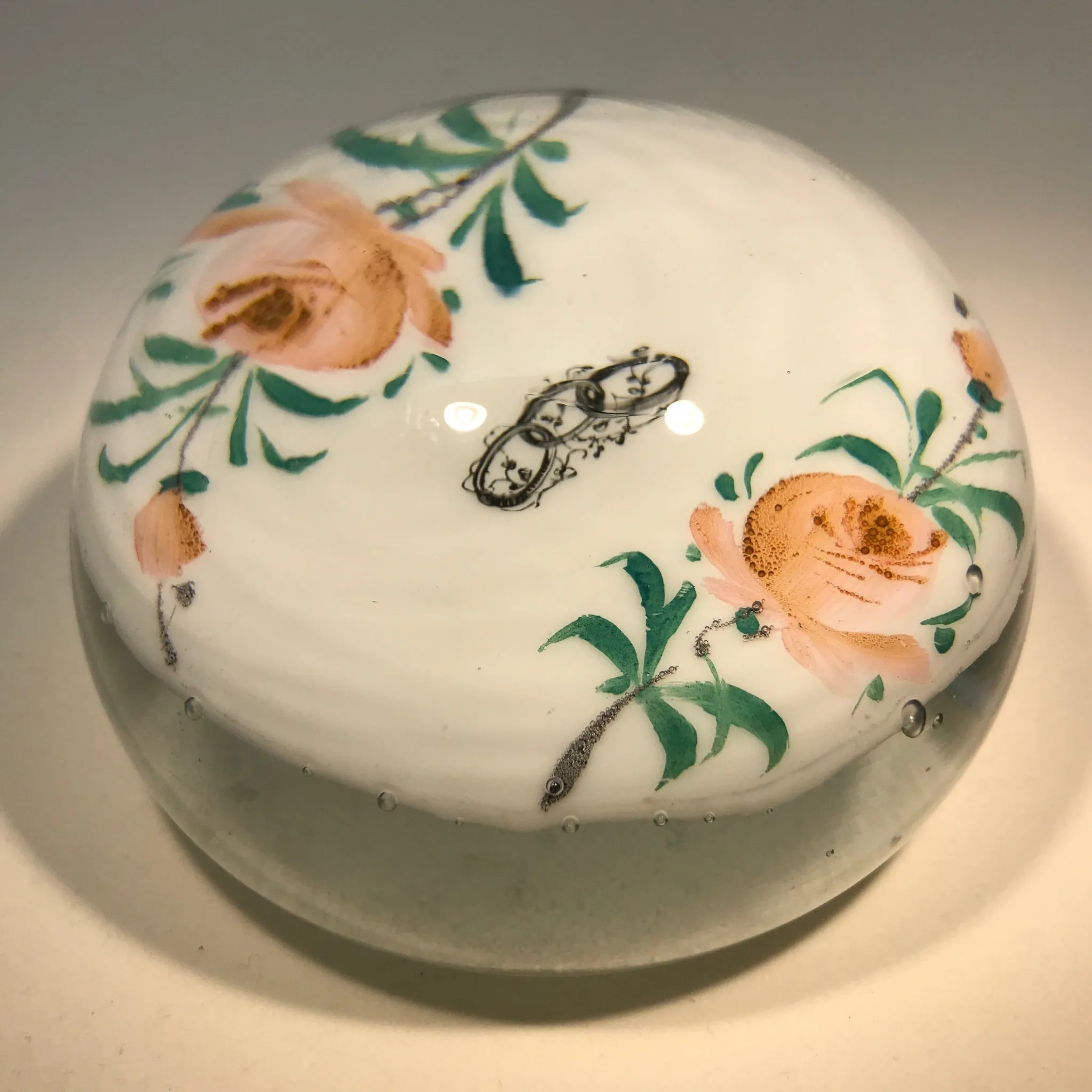 Antique Albert Graeser Art Glass Paperweight Hand-Painted IOOF Plaque