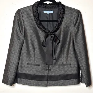 Antonio Melani Crop Blazer Black Satin Bow 4