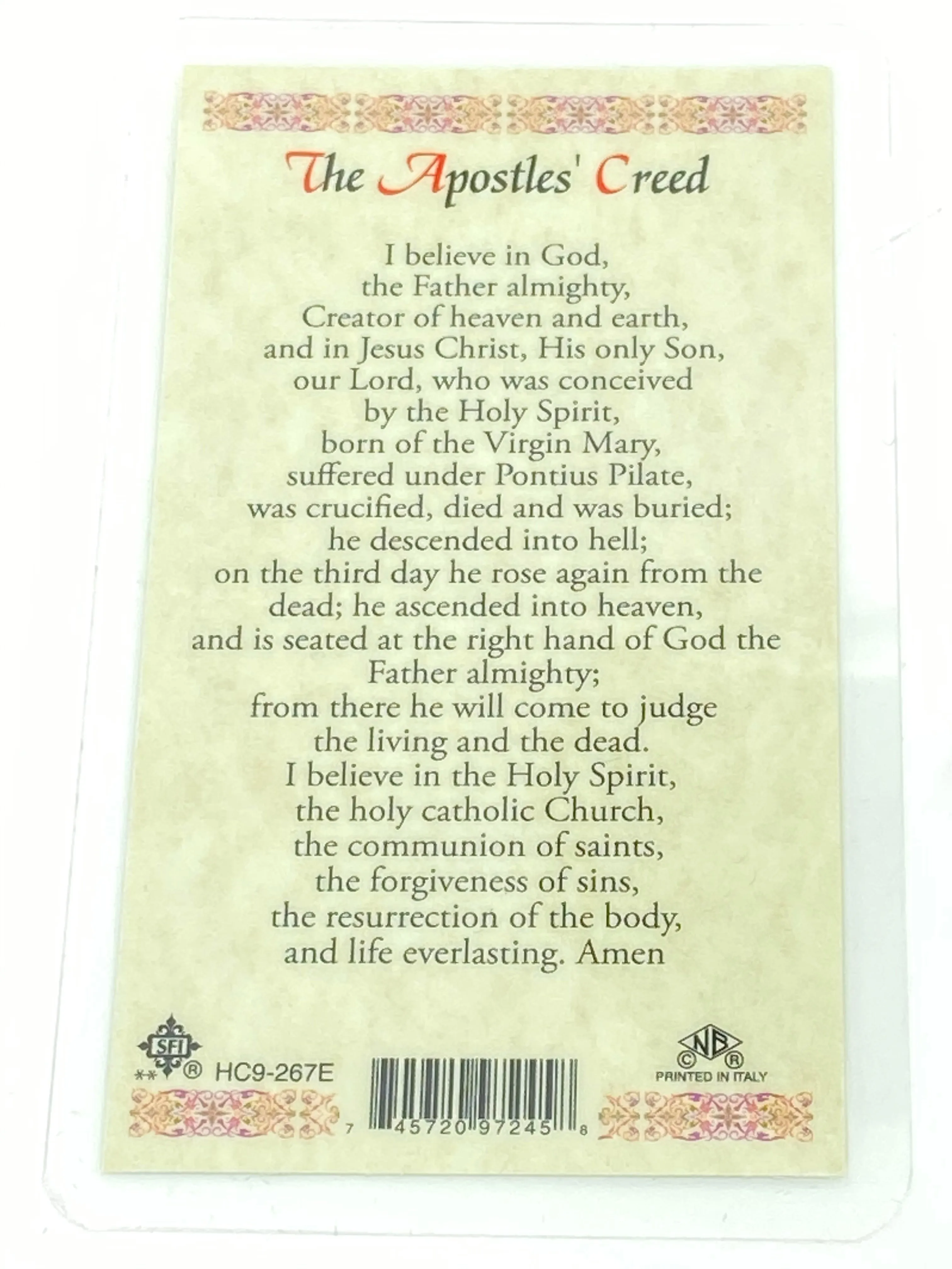 Apostles Creed Laminated Holy Card (Plastic Covered)