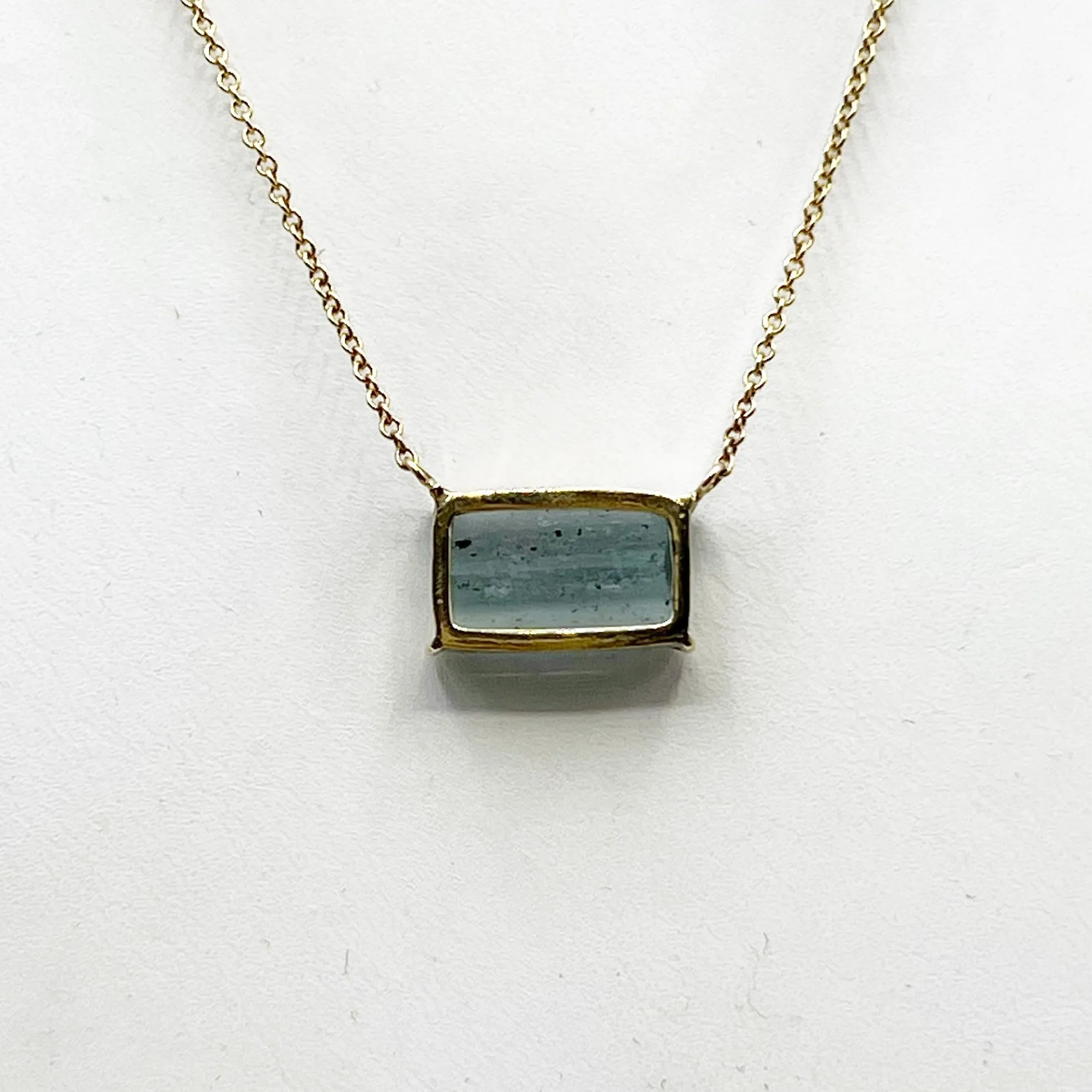 Aquamarine Boxy Pendant Necklace