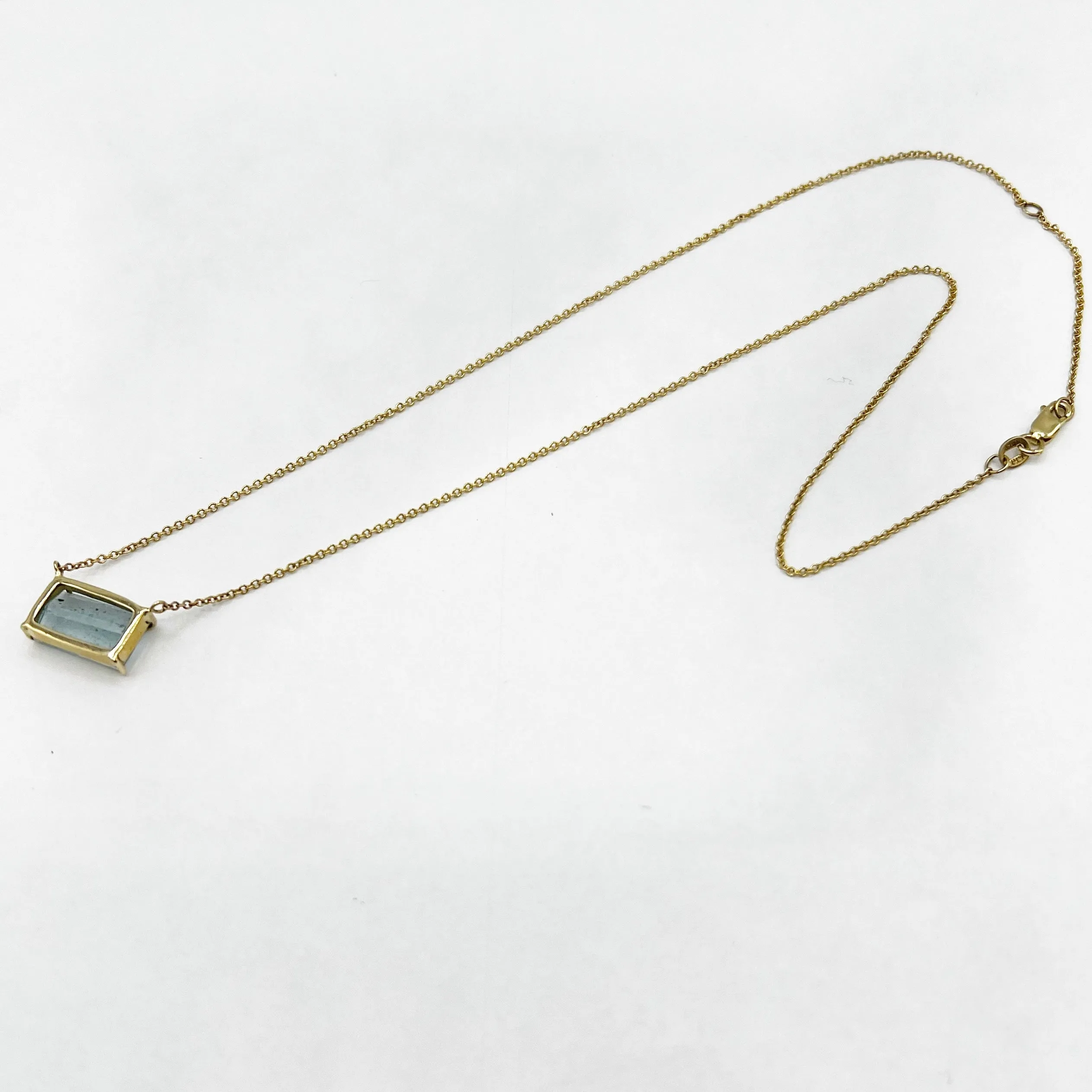 Aquamarine Boxy Pendant Necklace