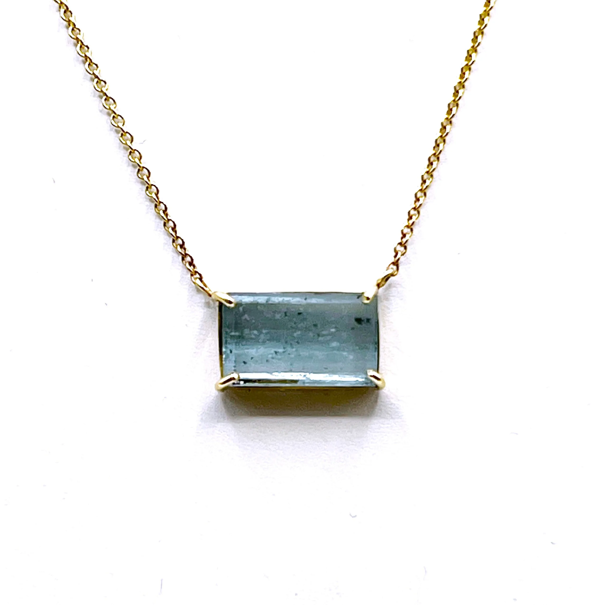 Aquamarine Boxy Pendant Necklace