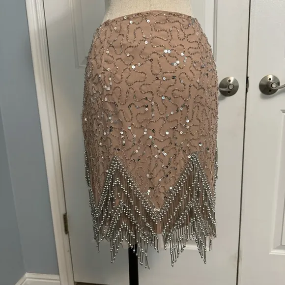 ASOS DESIGN Women’s Embellished Sequins Festival Beaded Fringe Mini Skirt Size 6