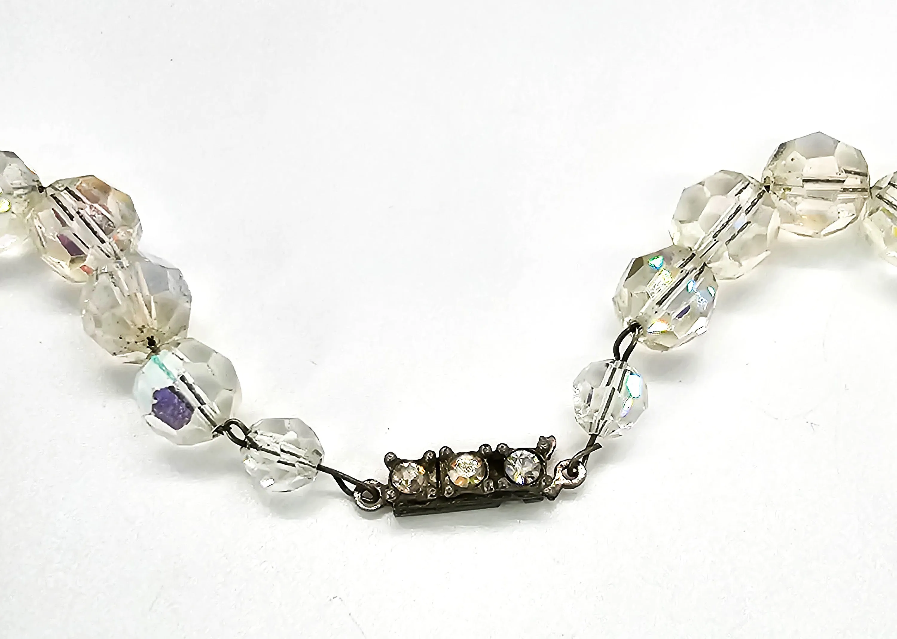 Austrian Crystal Aurora Borealis disco beaded vintage necklace 1960's