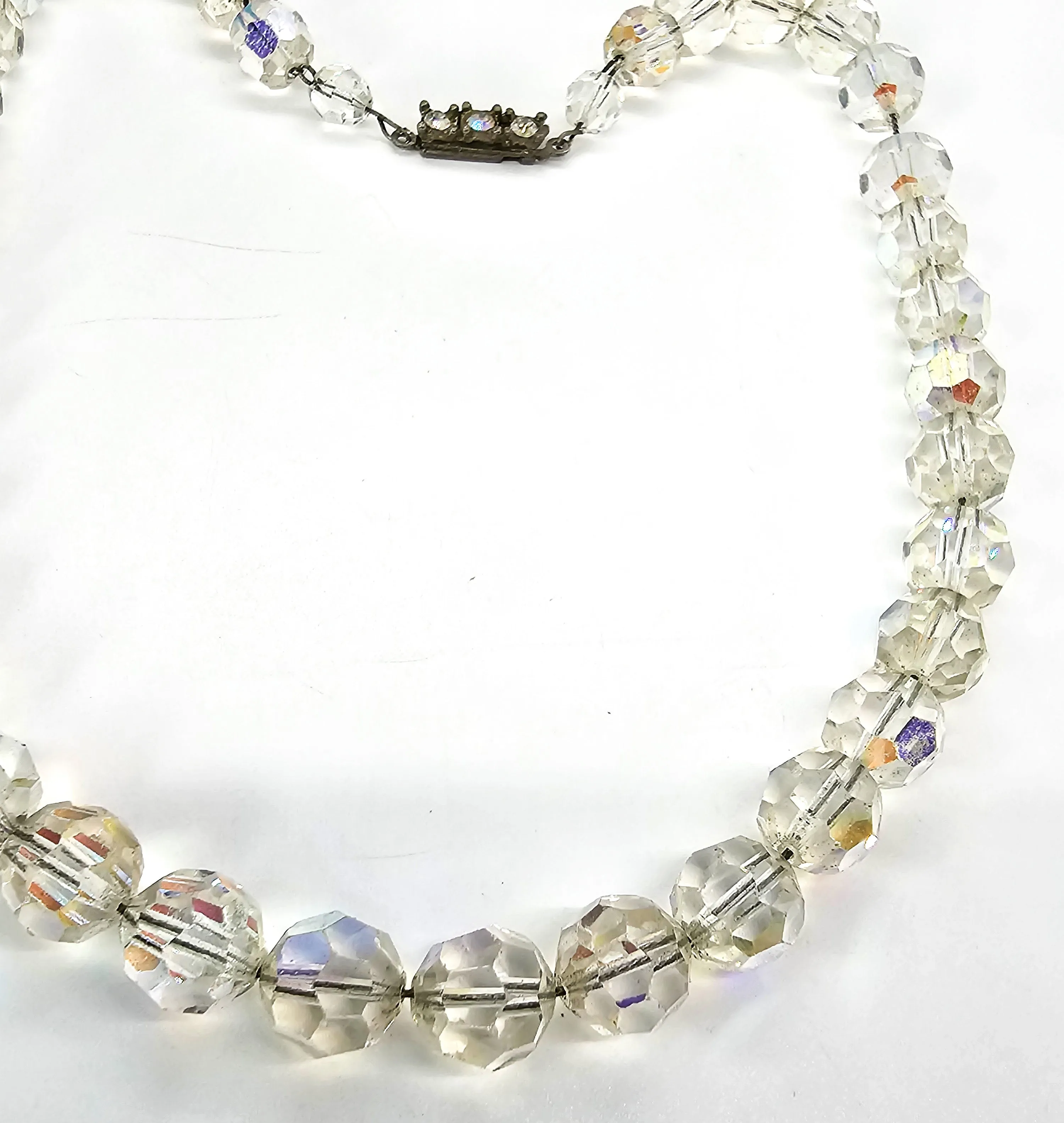 Austrian Crystal Aurora Borealis disco beaded vintage necklace 1960's