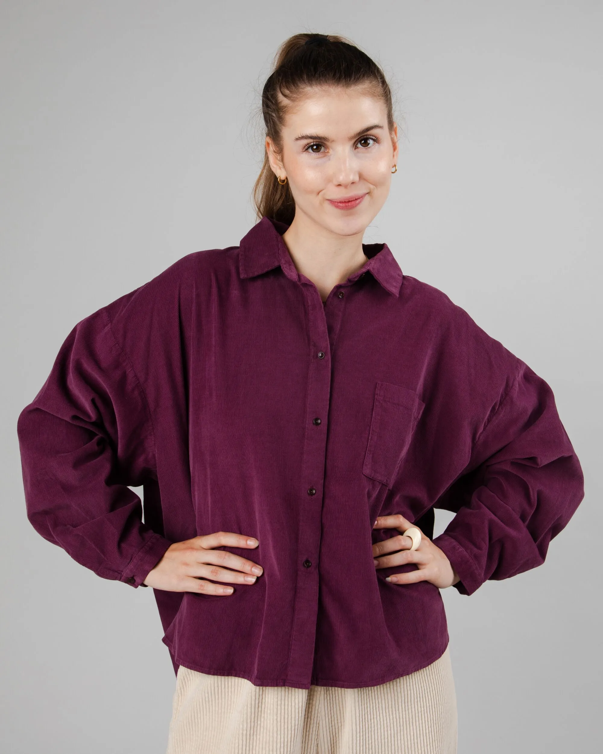 Babycord Boxy Blouse Prune