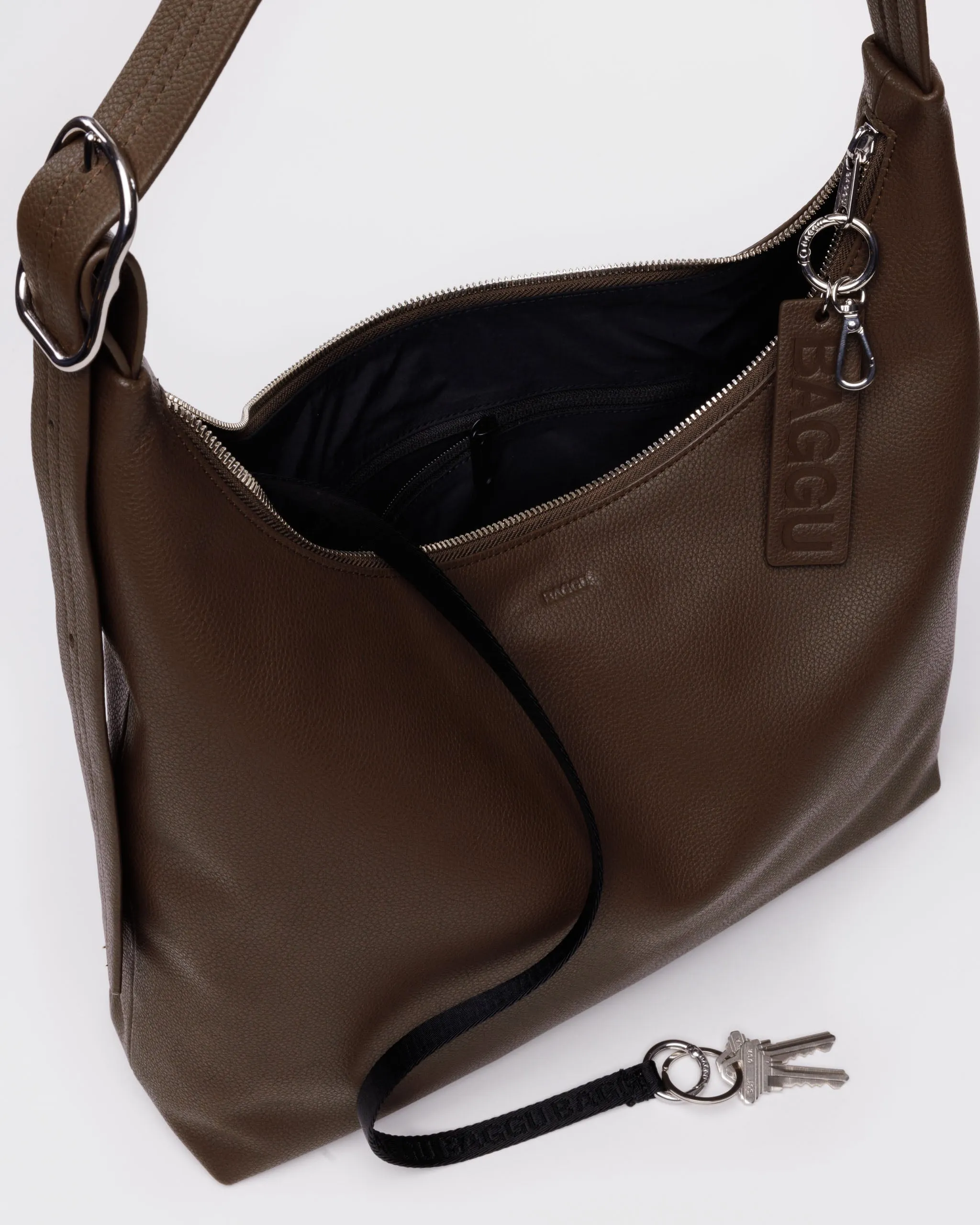Baggu Recycled Leather Shoulder Bag - Brown