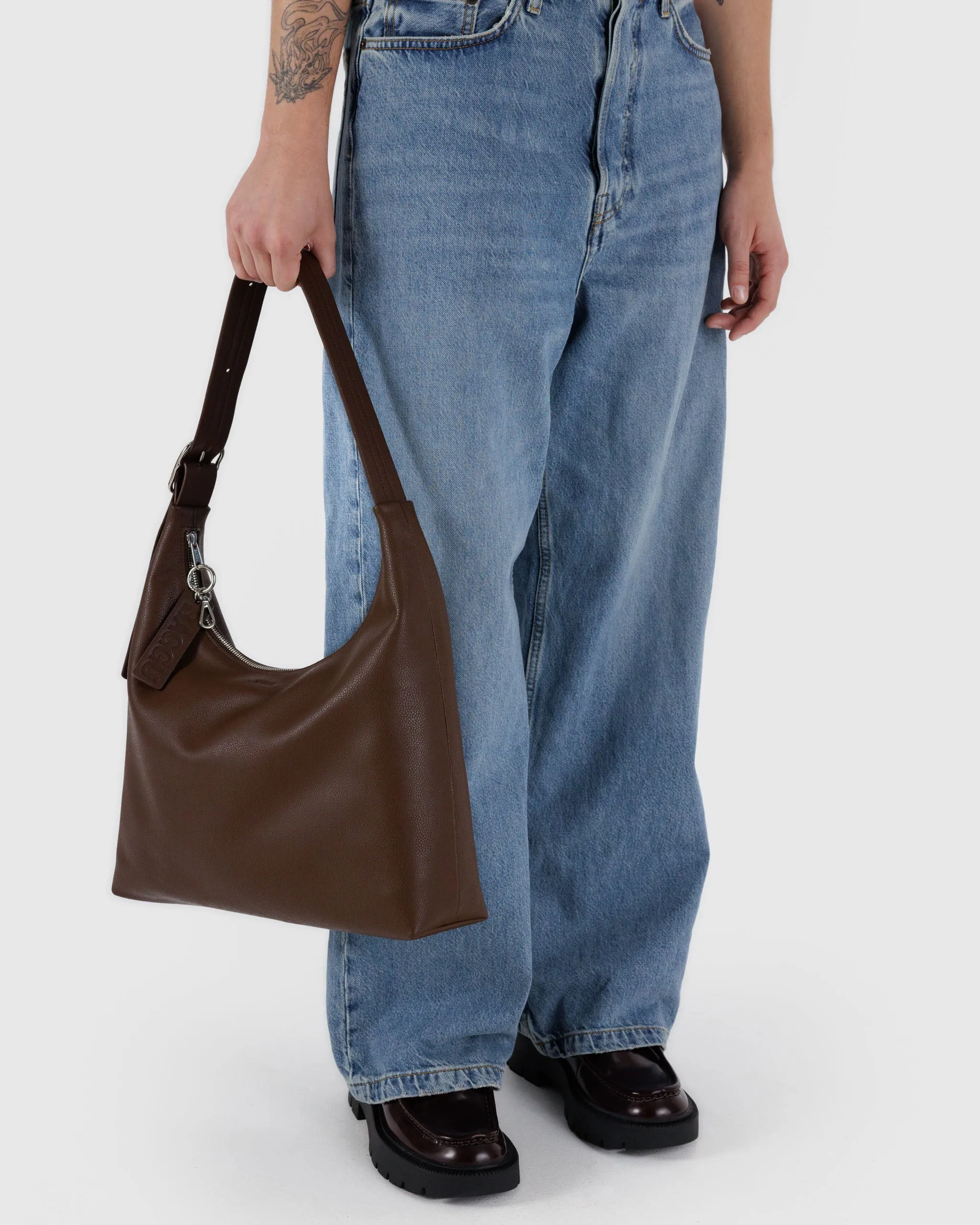 Baggu Recycled Leather Shoulder Bag - Brown