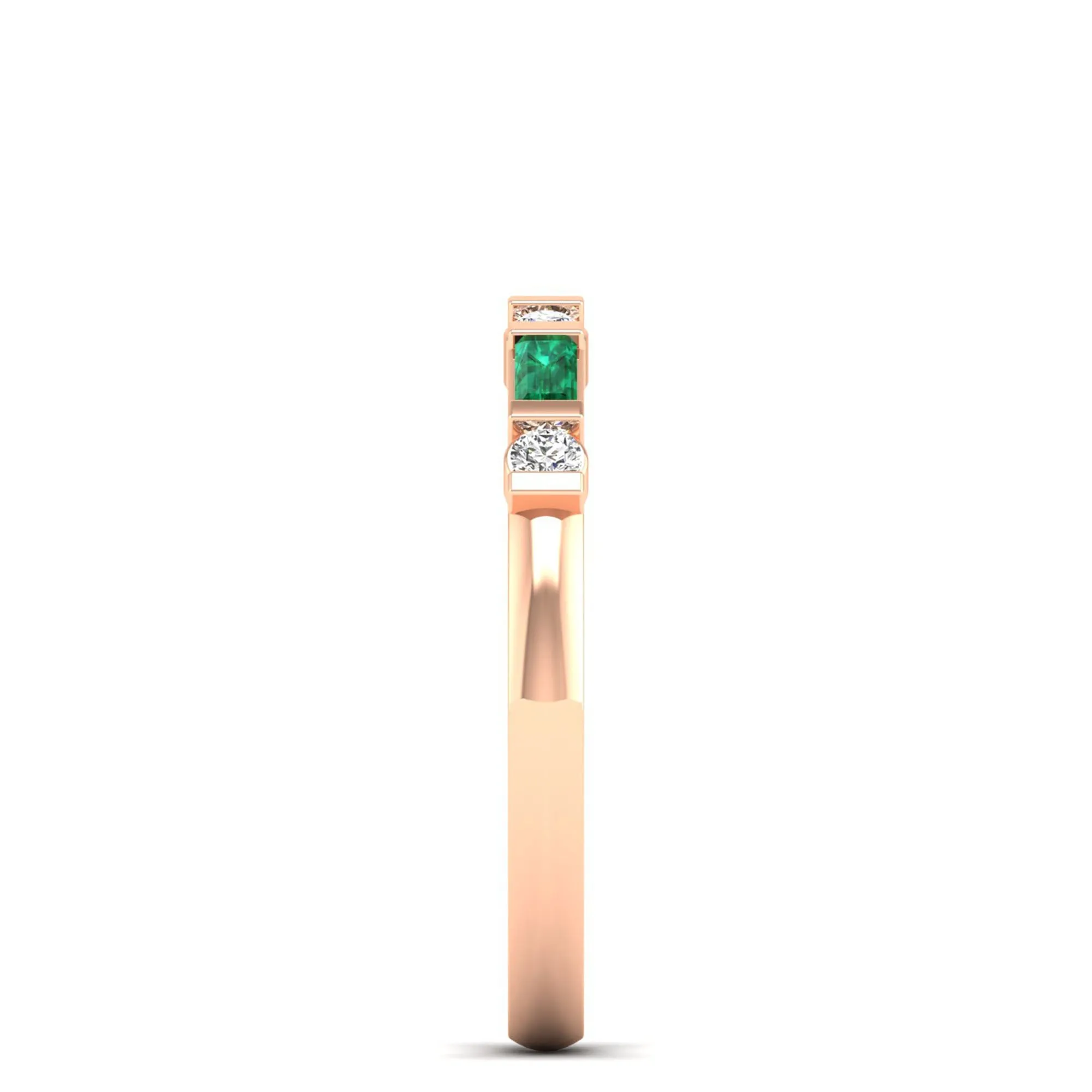 Baguette Alternating Emerald Art Deco and Diamond Ring
