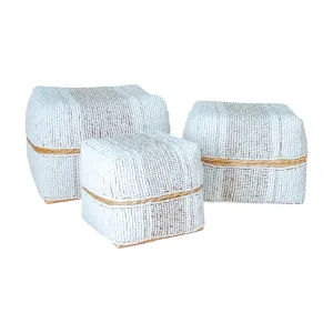 Bali Bamboo Beaded Box-White and Beige