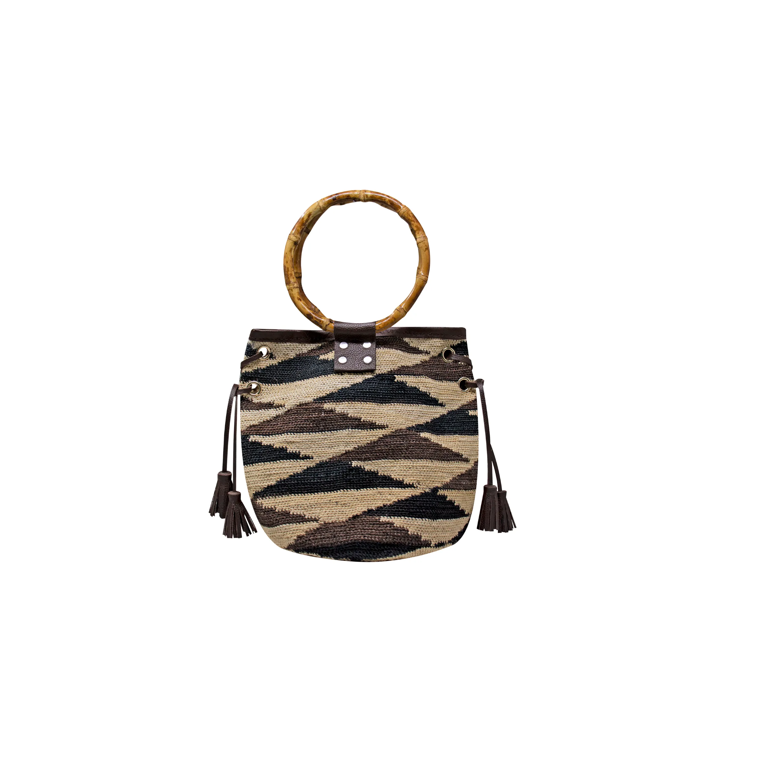 Bamboo Handle mini handbag with tassels