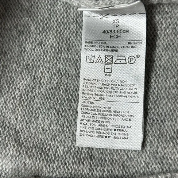 Banan Republic Wool Cashmere Blend Ribbed Trim Cardigan Swea V Neck Gray Size XS
