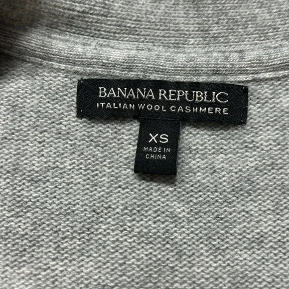 Banan Republic Wool Cashmere Blend Ribbed Trim Cardigan Swea V Neck Gray Size XS