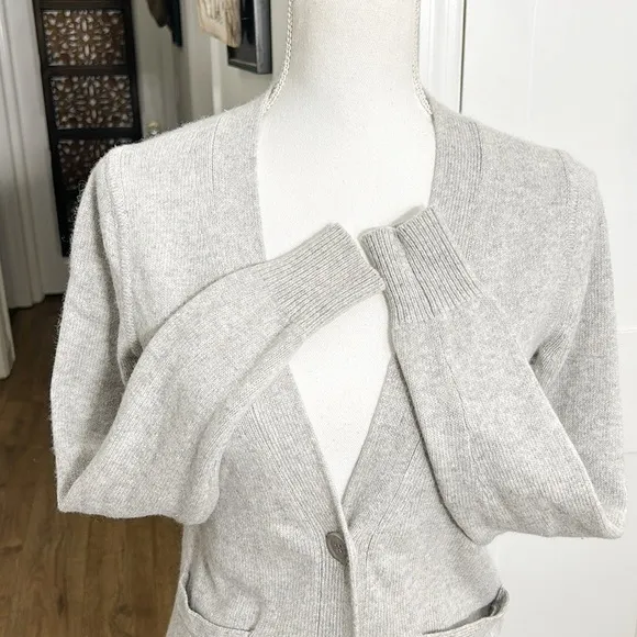 Banan Republic Wool Cashmere Blend Ribbed Trim Cardigan Swea V Neck Gray Size XS