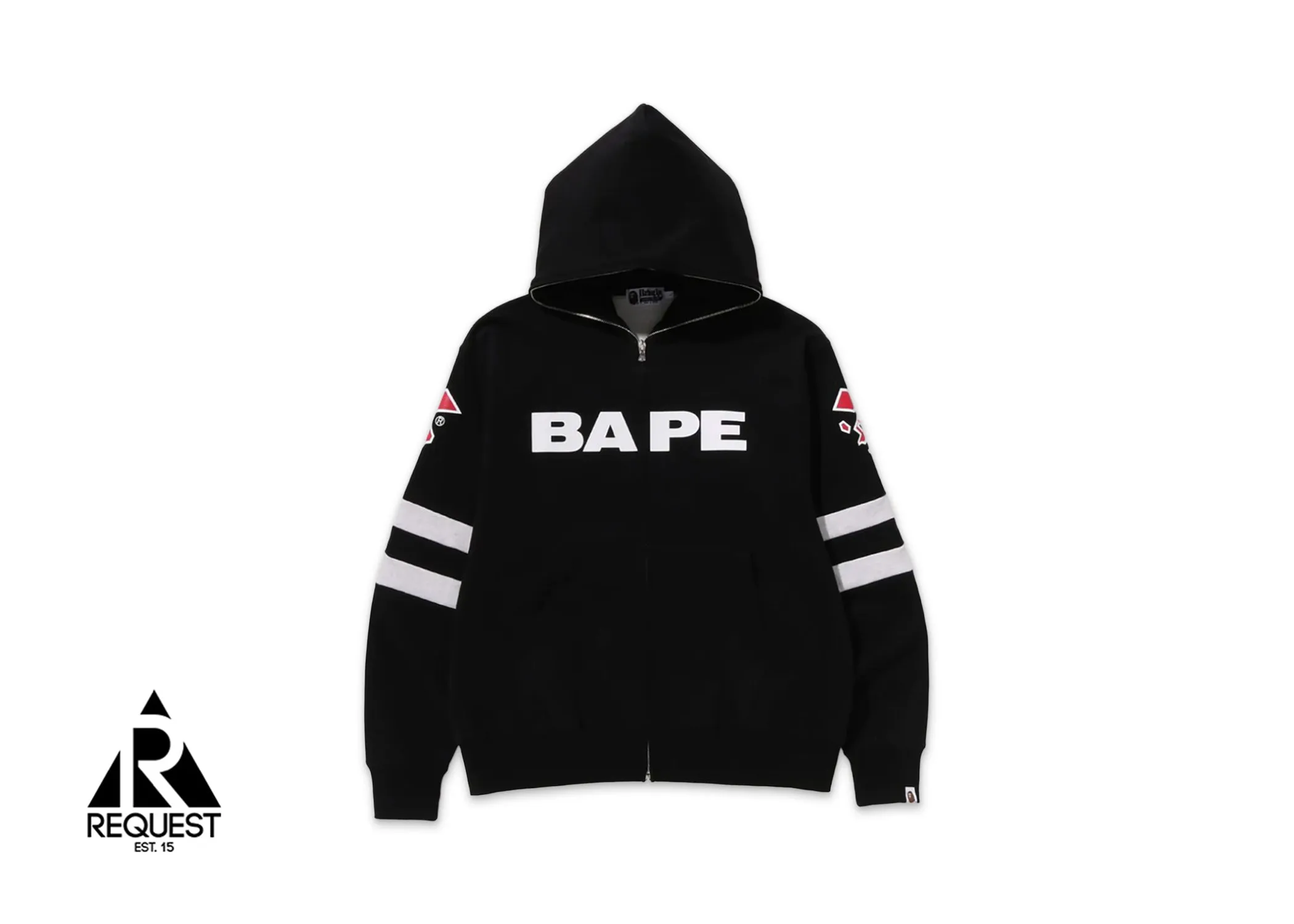 BAPE Football Relaxed Fit Full Zip Hoodie "Black"
