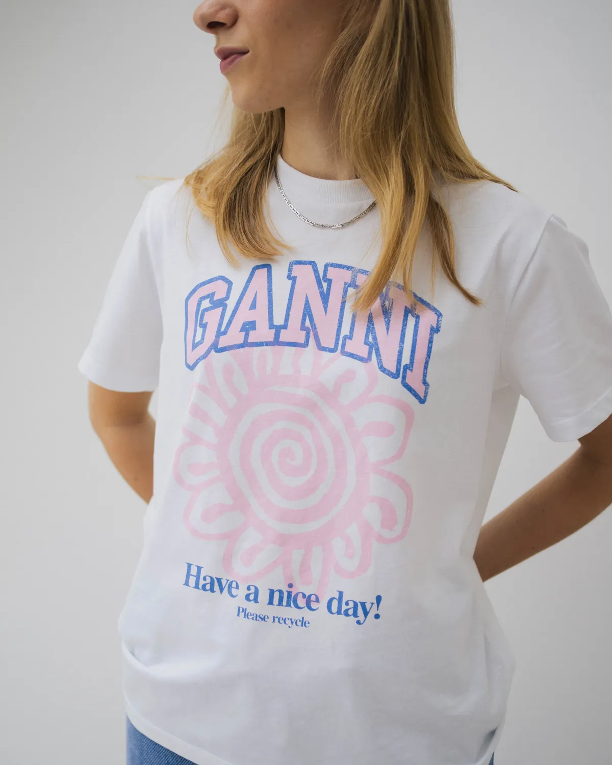 Basic Jersey Flower Relaxed T-shirt - Bright White