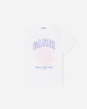 Basic Jersey Flower Relaxed T-shirt - Bright White