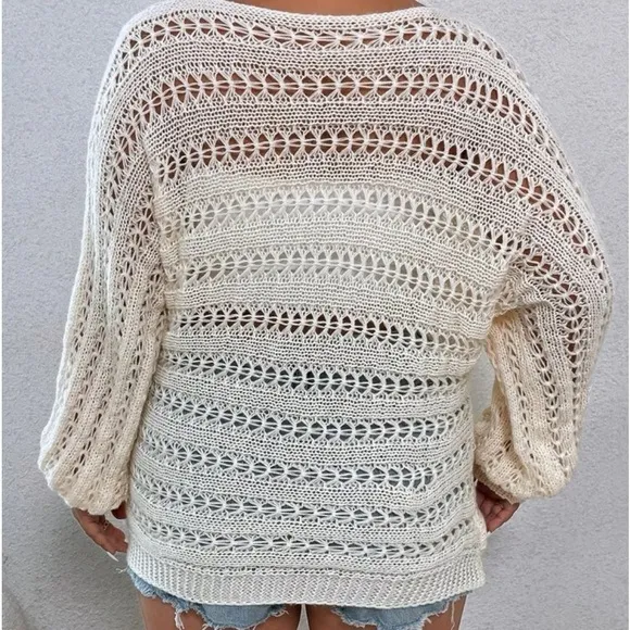 Batwing Sleeve Open Knit Sweater