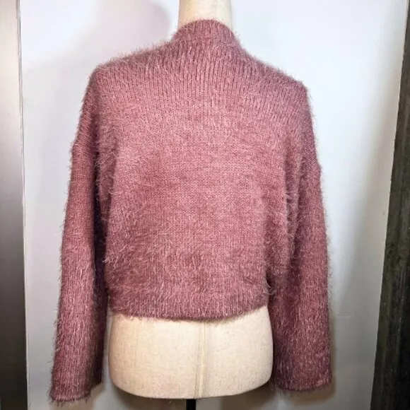 BB DAKOTA Feelin' Lashy Eyelash Cable Knit Sweater Rose Quartz Size XS