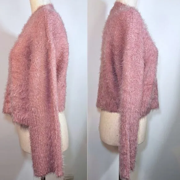 BB DAKOTA Feelin' Lashy Eyelash Cable Knit Sweater Rose Quartz Size XS