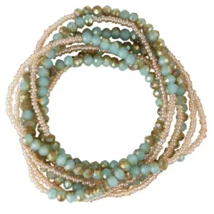 Beaded Bracelet Or Necklace In Turquoise and Peach
