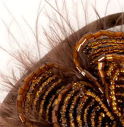 Beaded Flower and Feather Elastic Ponytail Holder