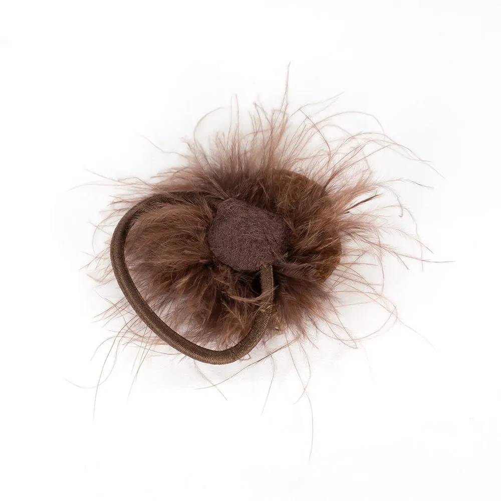 Beaded Flower and Feather Elastic Ponytail Holder