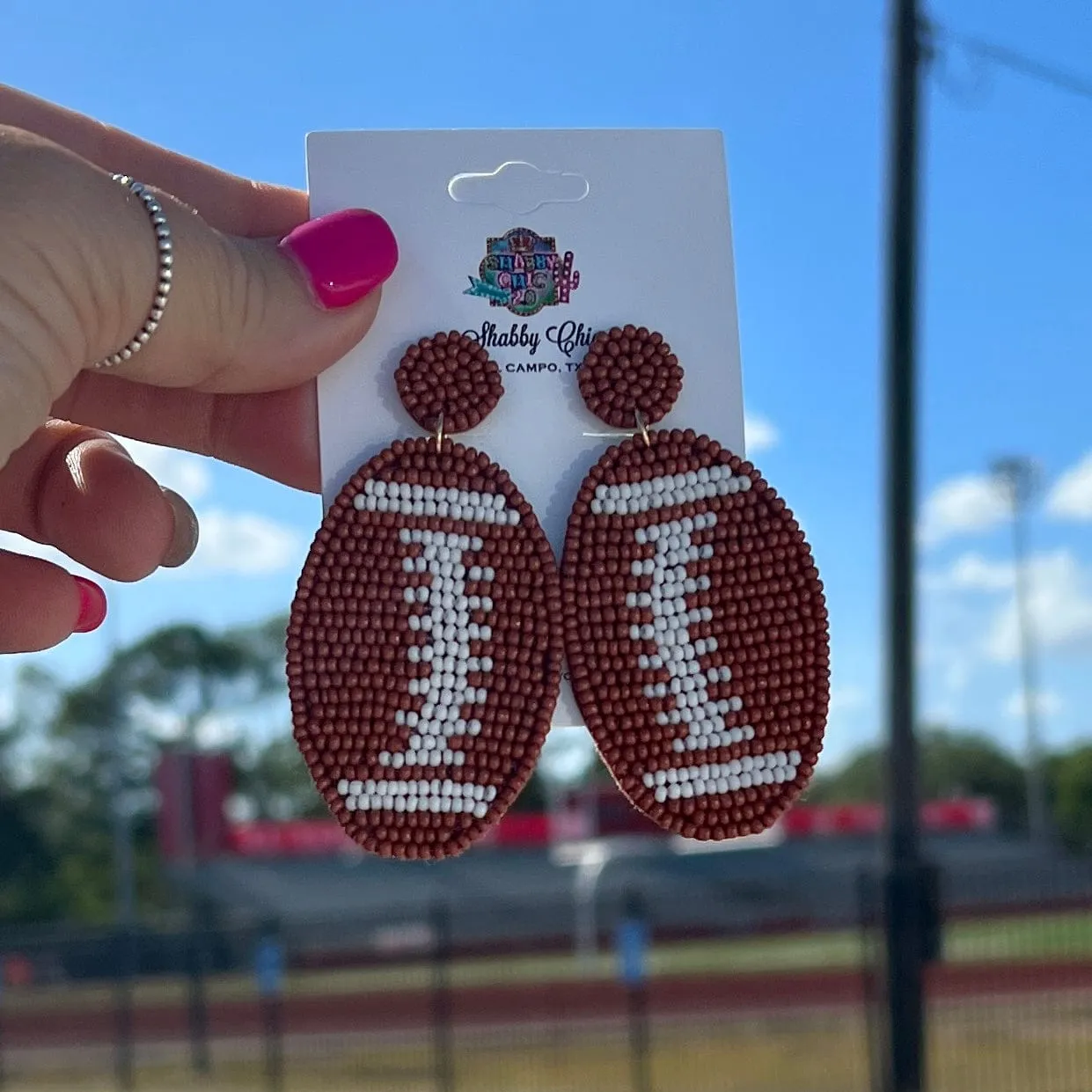 Beaded Football Earrings