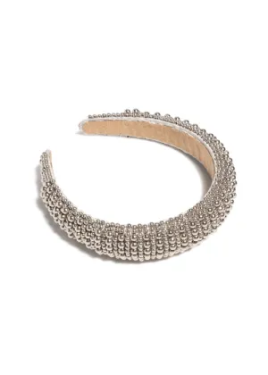 BEADED HEADBAND - SILVER