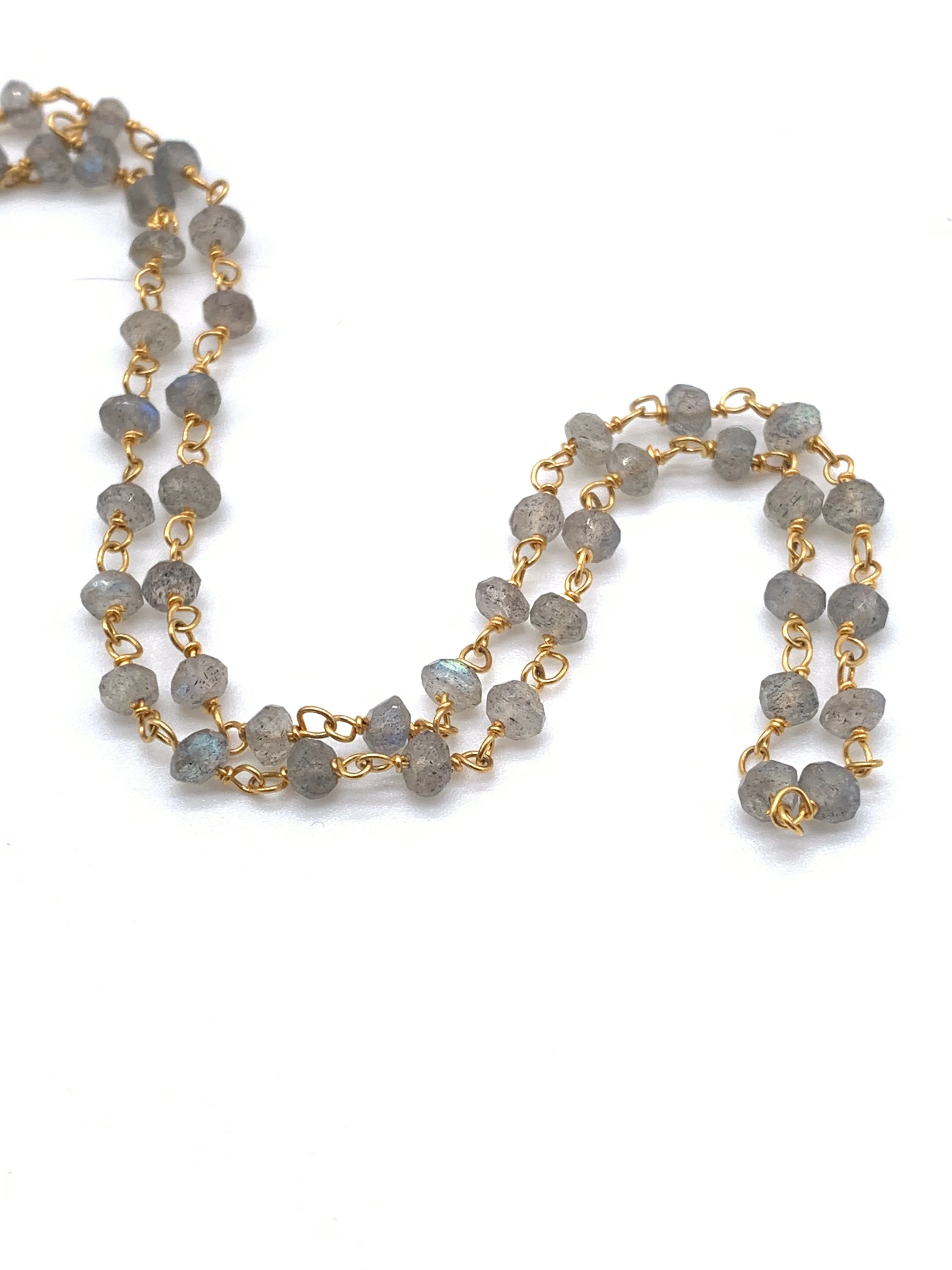 Beaded Labradorite Necklace on Yellow Gold Filled Chain