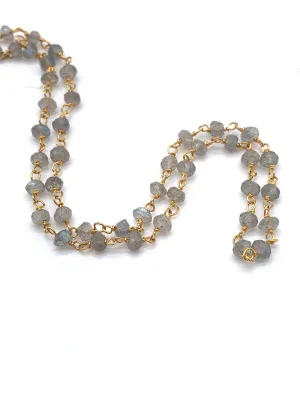 Beaded Labradorite Necklace on Yellow Gold Filled Chain