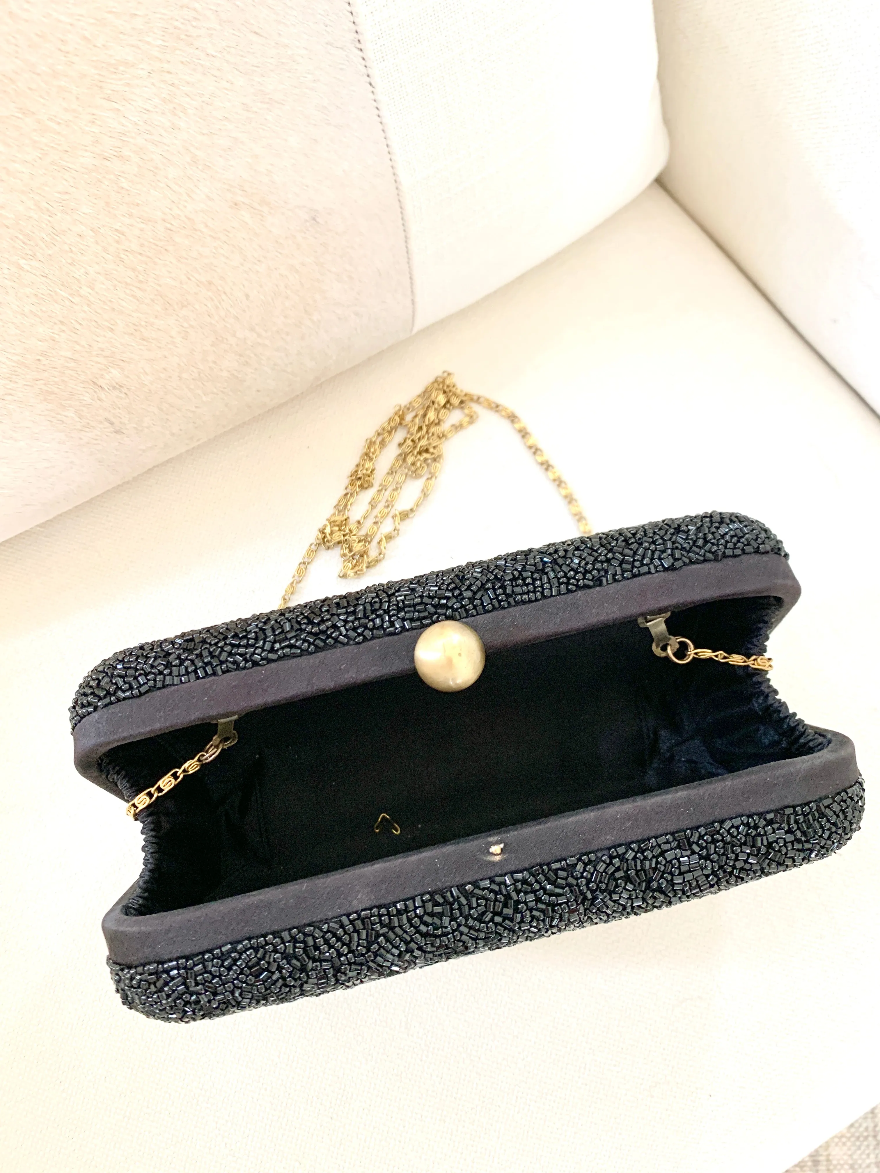 Beaded Monogram Box Clutch / Cross Body
