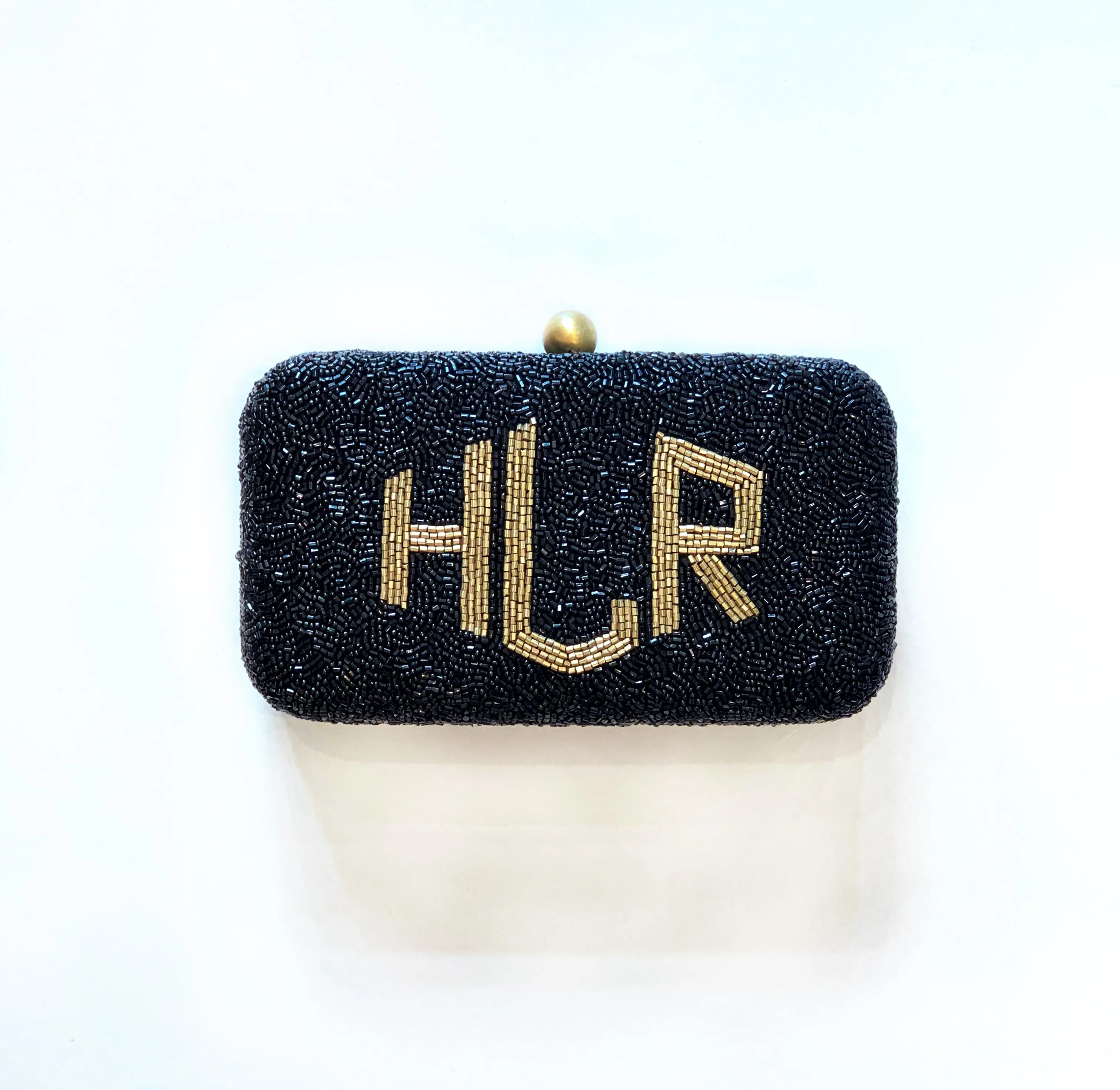 Beaded Monogram Box Clutch / Cross Body
