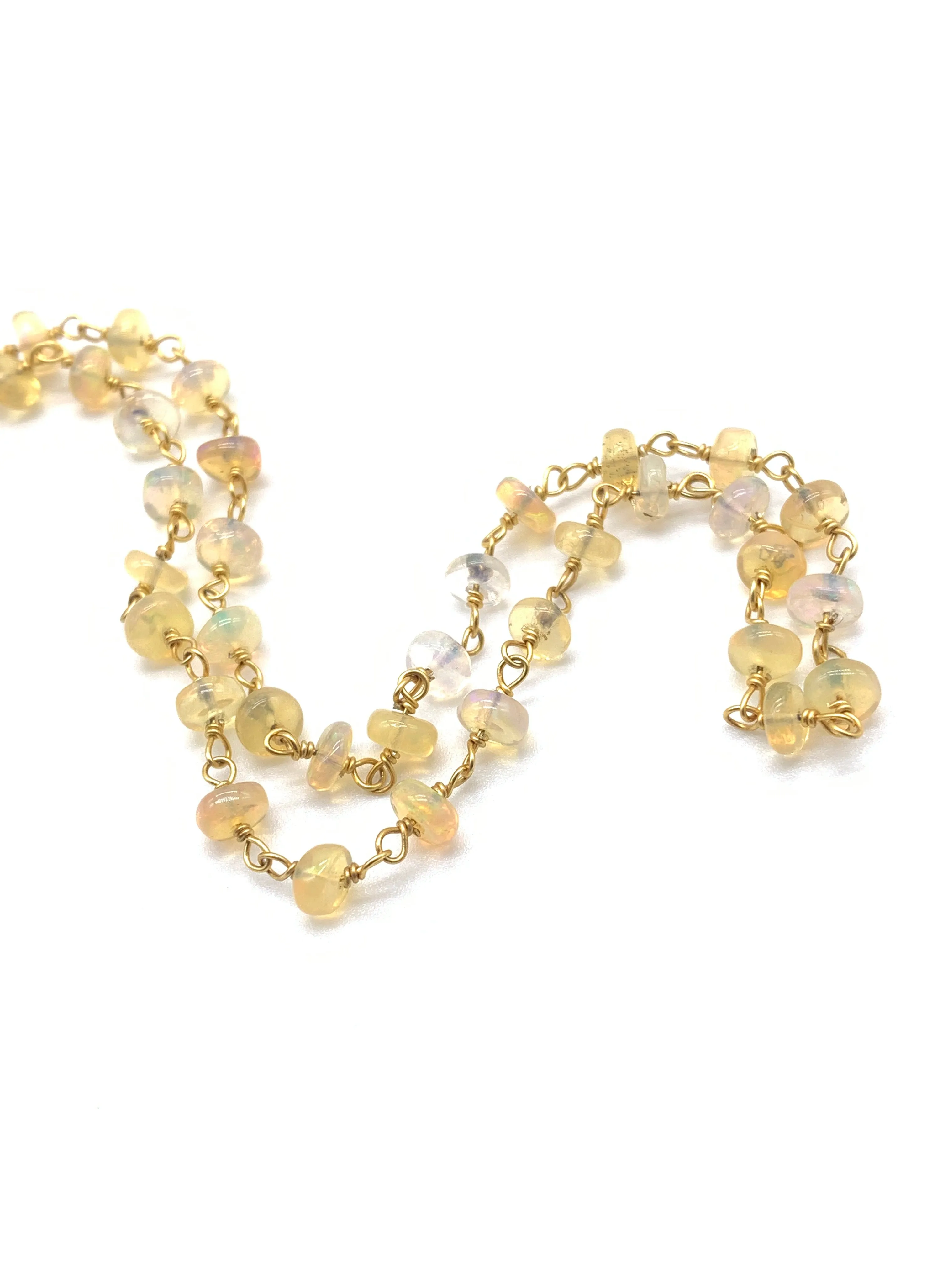Beaded Opal Necklace on Yellow Gold Filled Chain