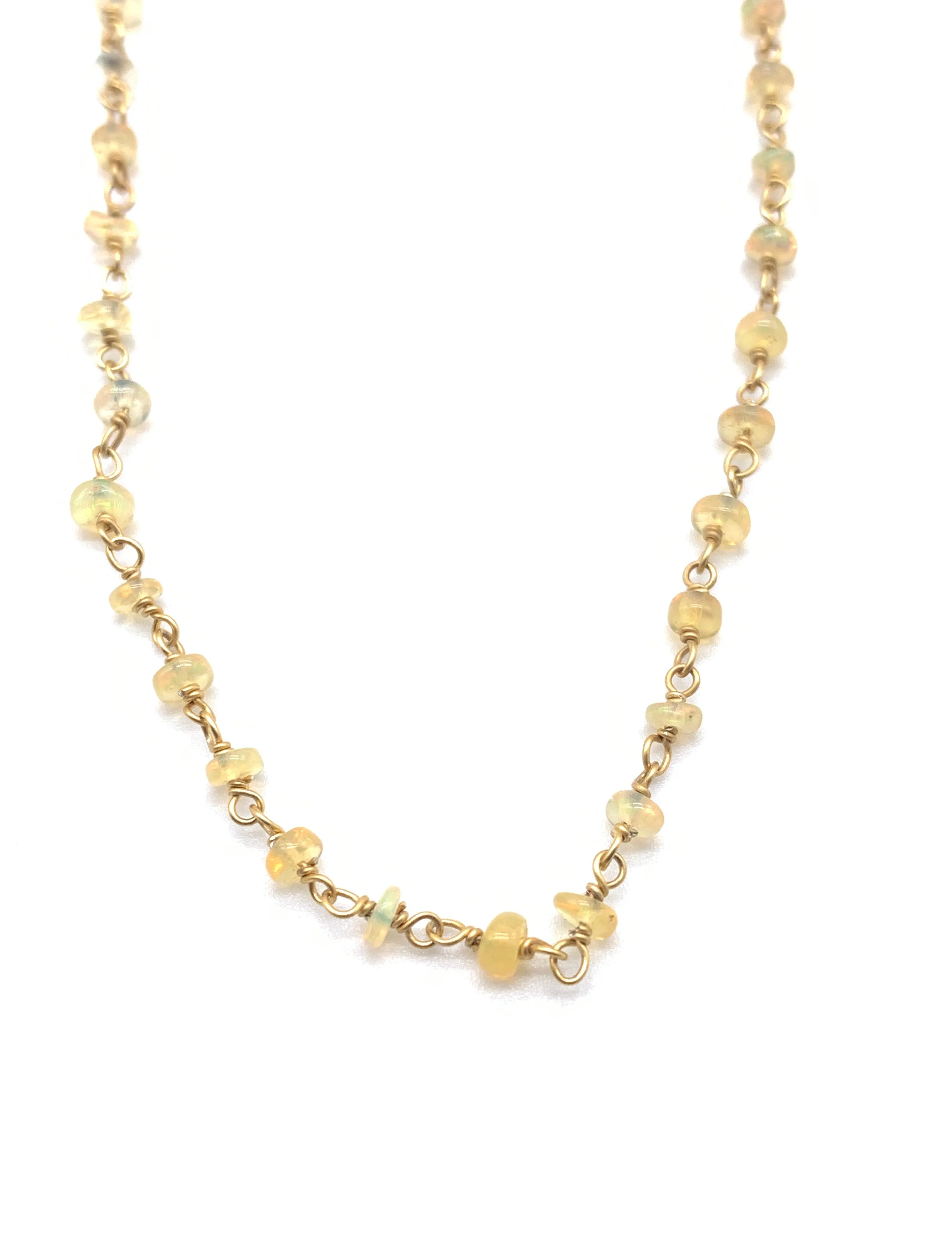 Beaded Opal Necklace on Yellow Gold Filled Chain