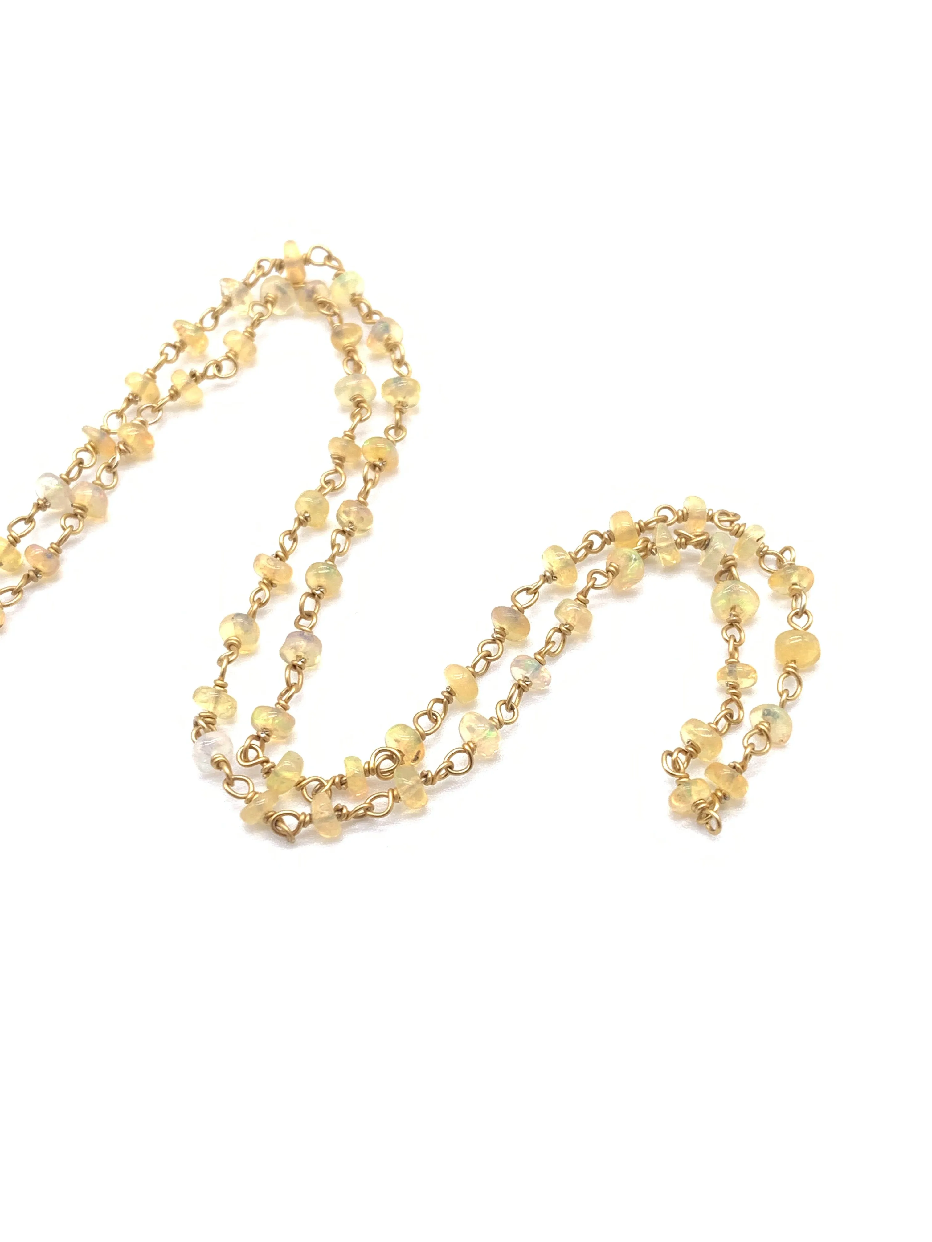Beaded Opal Necklace on Yellow Gold Filled Chain